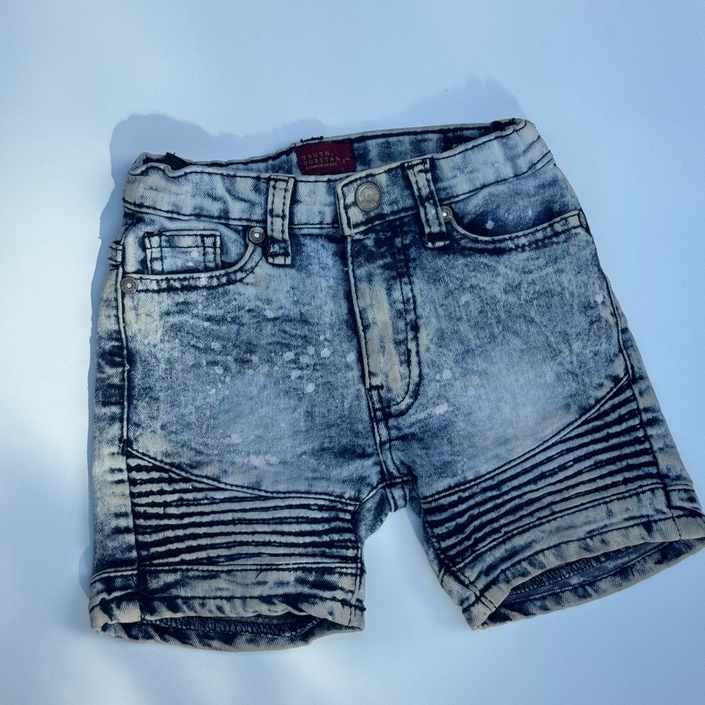 Blue and Black Denim Shorts